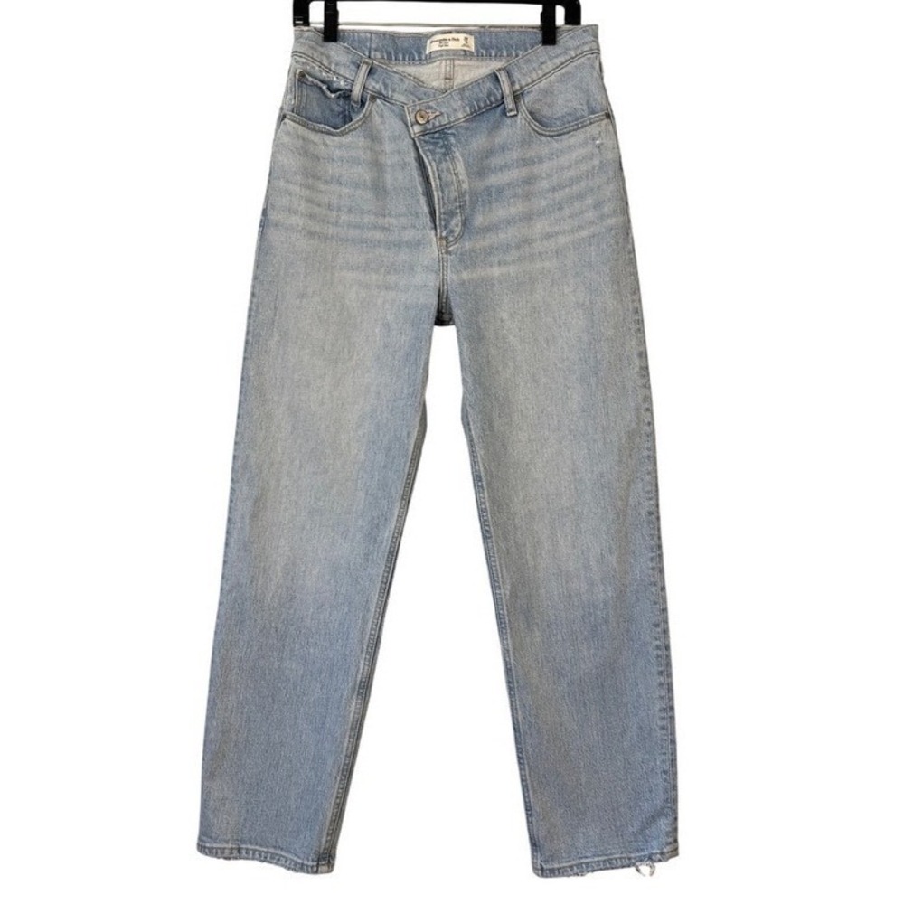 Abercrombie & Fitch Dad High Rise Criss Cross Waist Jeans Light Wash 29 Short